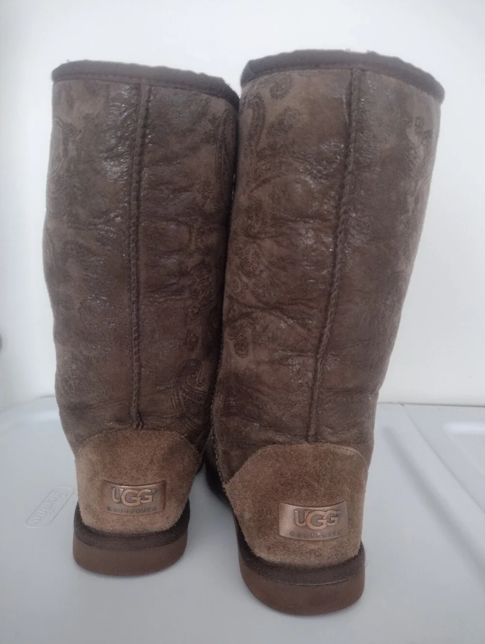 UGG Australia Women's Tall Baroque Embossed Paisley Boots, Brown, Size 6